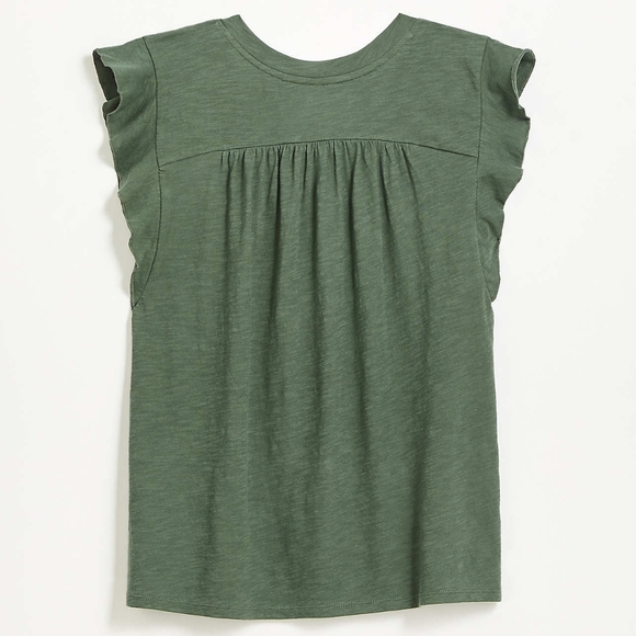 NWT Loft Green Ruffle Tee - Picture 2 of 4